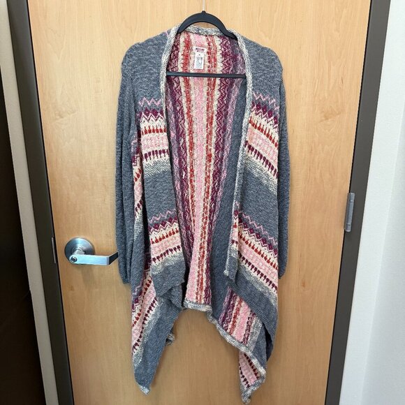 Mossimo Gray Knit Tribal Waterfall Cardigan Women’s Medium - Picture 1 of 3